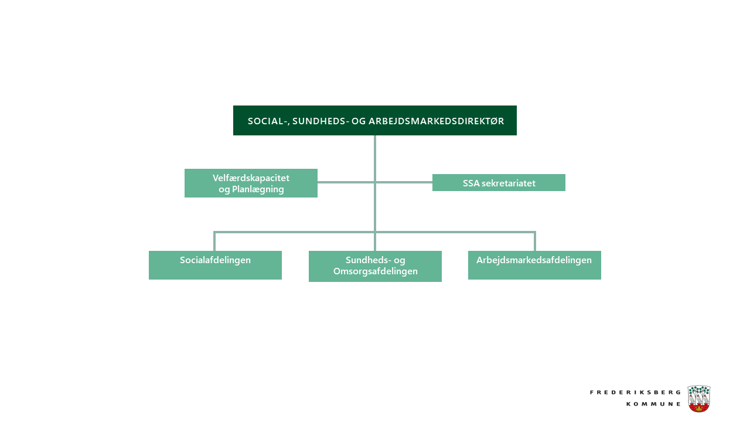 Organisationsdiagram for SSA (Social-, Sundheds- og Arbejdmarkedsområdet)